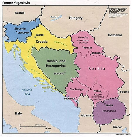 yugoslavya'nın haritası, yugoslavya'nın coğrafyası