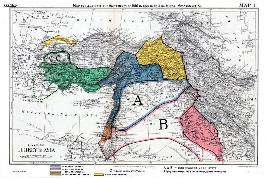 Sykes-Picot Antlaşması Haritası